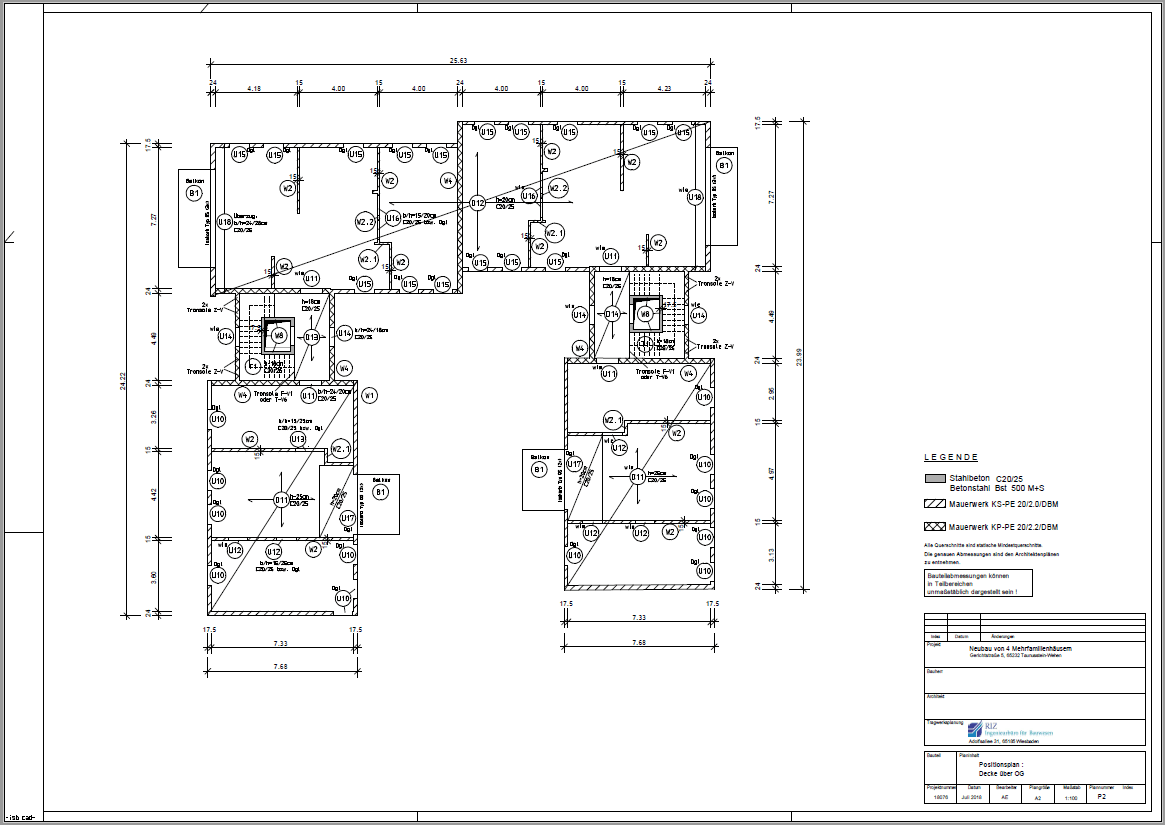 Positionsplan Decke über OG - Ingenieurbüro RIZ